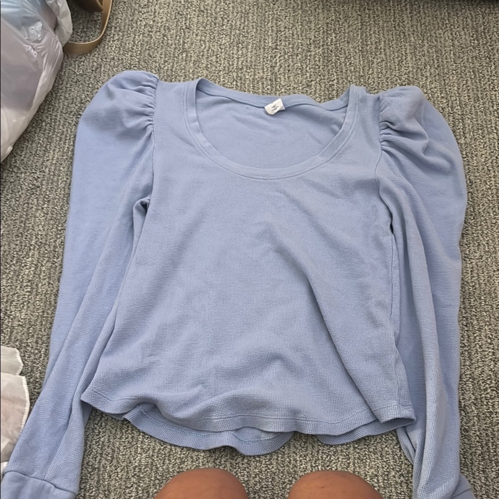 Melrose and Market Blue Puff Sleeve Blouse